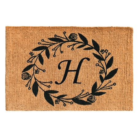 Configuracion 24 x 36 x 1.5 in. Black Rose Rectangular Doormat Natural - Letter H CO2830373